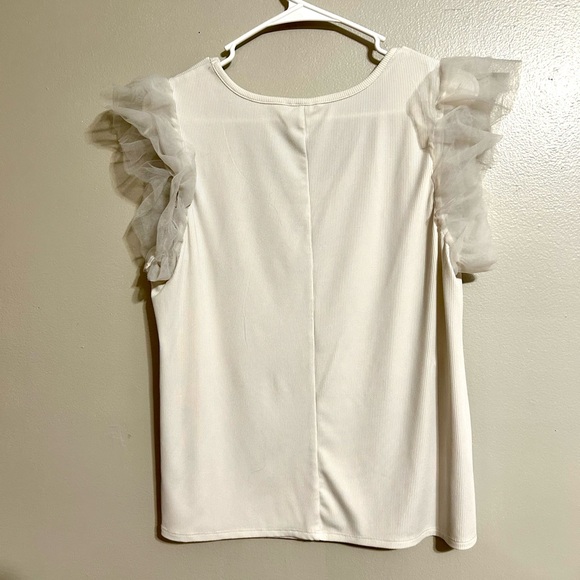 Off White Ruffle Sleeves Top - Picture 3 of 5